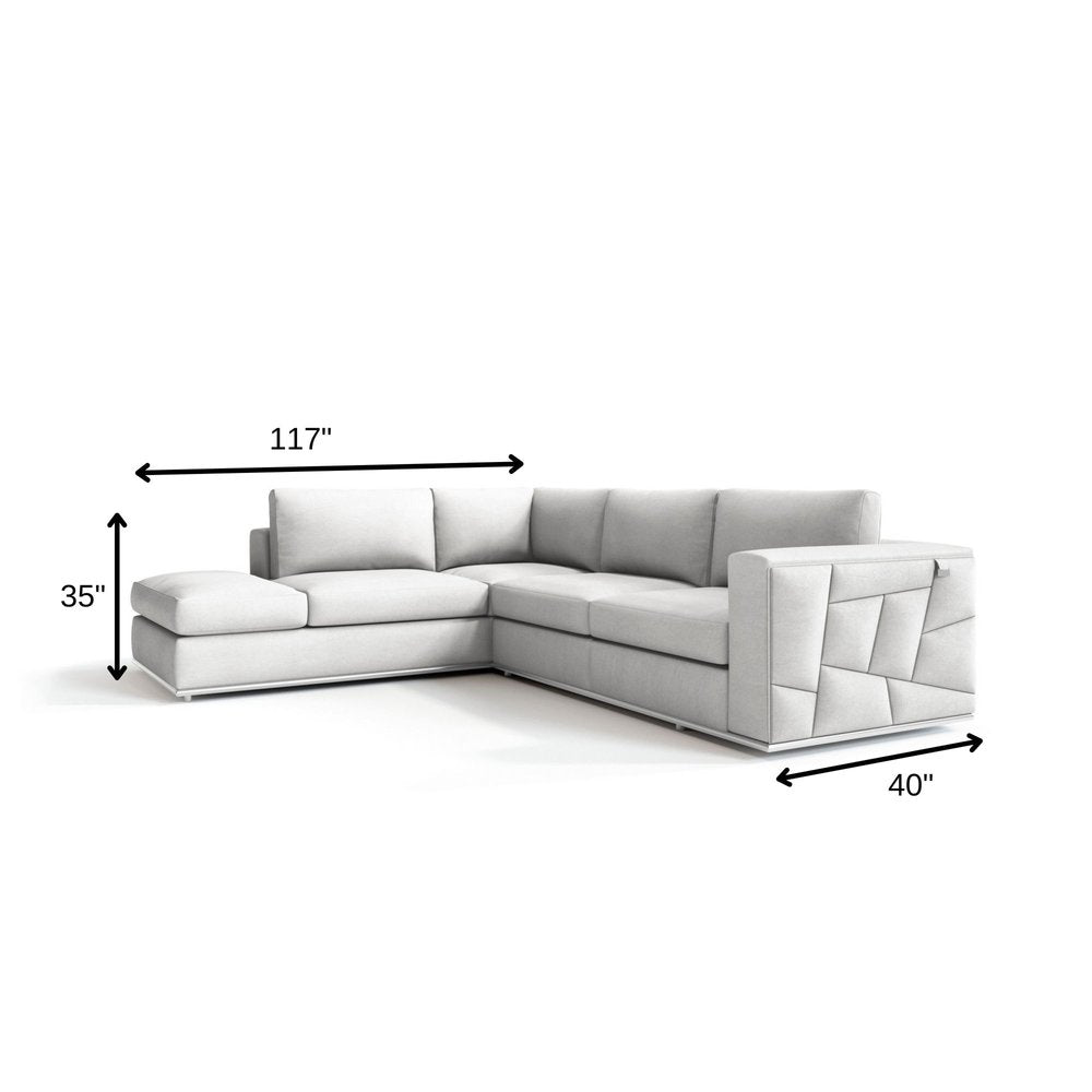 White Italian Leather Reclining L Shaped Two Piece Corner Sectional HomeRoots