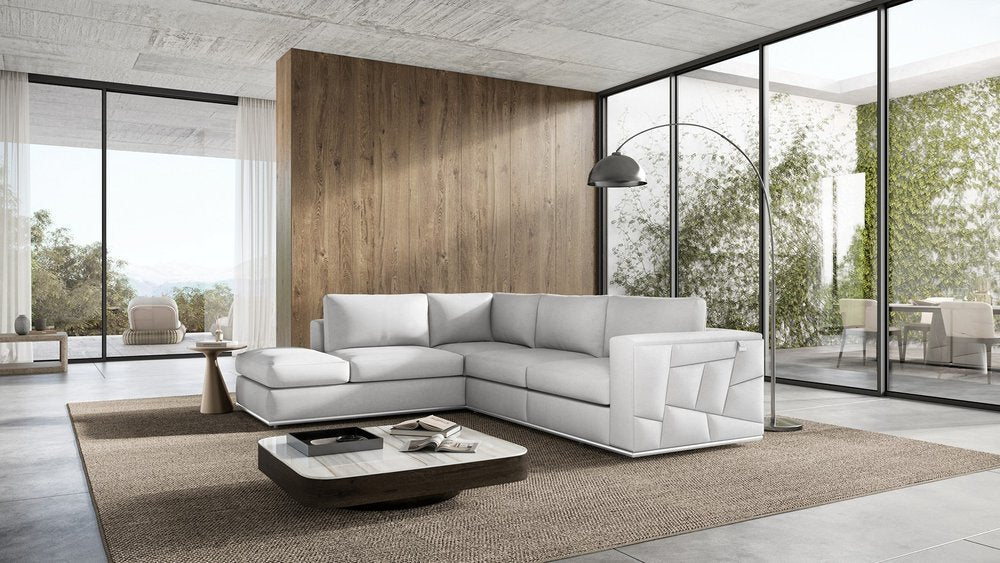White Italian Leather Reclining L Shaped Two Piece Corner Sectional HomeRoots