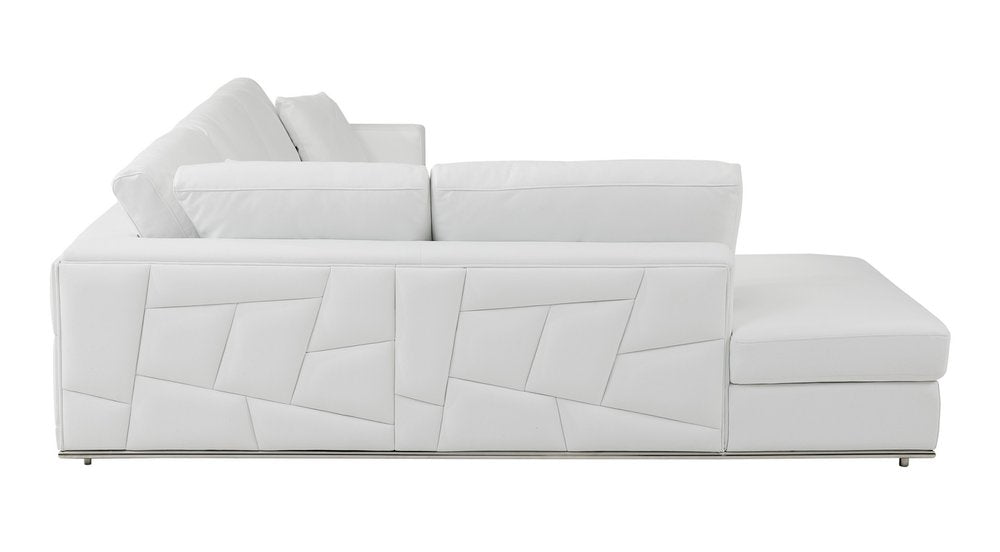 White Italian Leather Reclining L Shaped Two Piece Corner Sectional HomeRoots