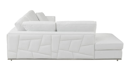 White Italian Leather Reclining L Shaped Two Piece Corner Sectional HomeRoots