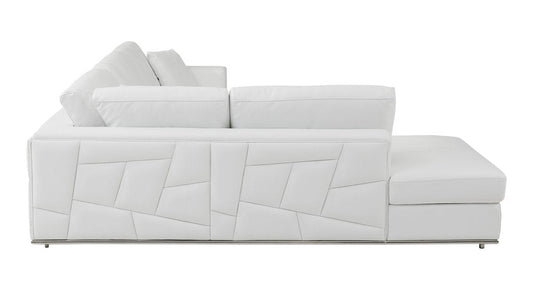 White Italian Leather Reclining L Shaped Two Piece Corner Sectional HomeRoots