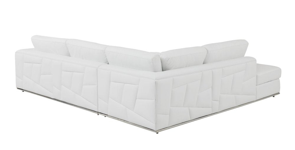 White Italian Leather Reclining L Shaped Two Piece Corner Sectional HomeRoots
