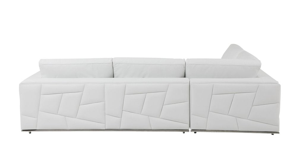 White Italian Leather Reclining L Shaped Two Piece Corner Sectional HomeRoots