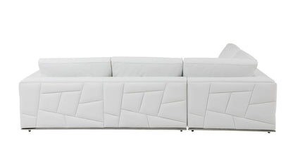 White Italian Leather Reclining L Shaped Two Piece Corner Sectional HomeRoots