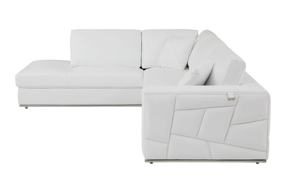 White Italian Leather Reclining L Shaped Two Piece Corner Sectional HomeRoots