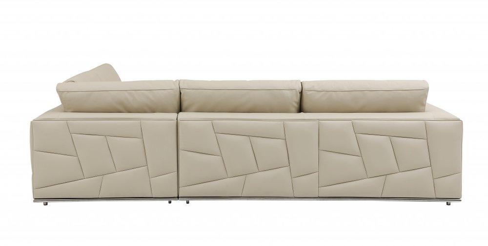 Beige Italian Leather Reclining L Shaped Two Piece Corner Sectional HomeRoots