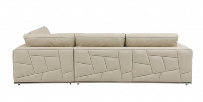 Beige Italian Leather Reclining L Shaped Two Piece Corner Sectional HomeRoots