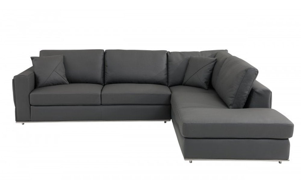 Dark Gray Italian Leather Modular L Shaped Two Piece Corner Sectional HomeRoots