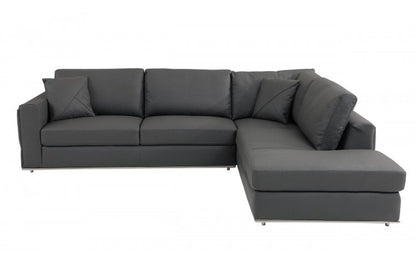 Dark Gray Italian Leather Modular L Shaped Two Piece Corner Sectional HomeRoots