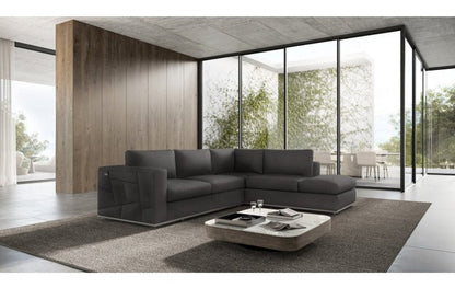 Dark Gray Italian Leather Modular L Shaped Two Piece Corner Sectional HomeRoots