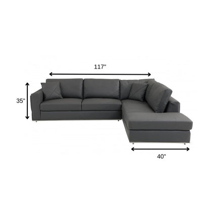 Dark Gray Italian Leather Modular L Shaped Two Piece Corner Sectional HomeRoots