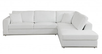 White Italian Leather Reclining L Shaped Two Piece Corner Sectional HomeRoots