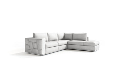 White Italian Leather Reclining L Shaped Two Piece Corner Sectional HomeRoots