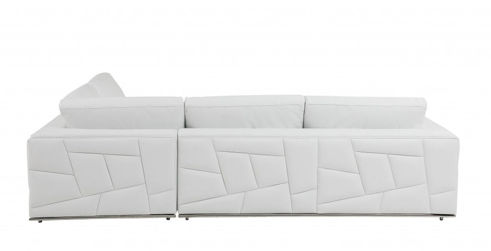 White Italian Leather Reclining L Shaped Two Piece Corner Sectional HomeRoots
