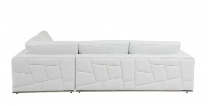 White Italian Leather Reclining L Shaped Two Piece Corner Sectional HomeRoots