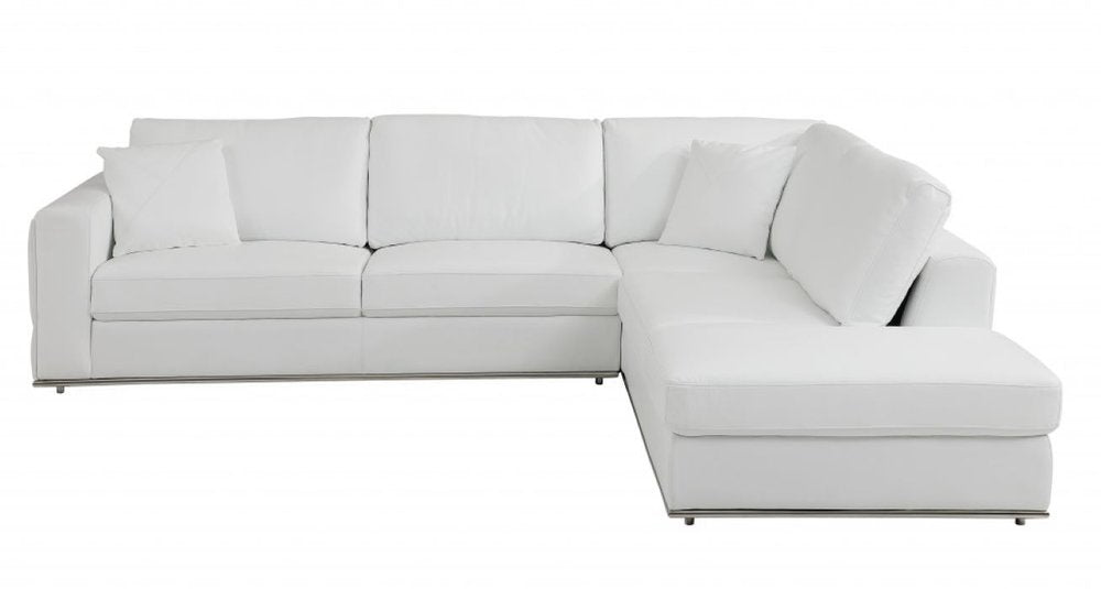 White Italian Leather Reclining L Shaped Two Piece Corner Sectional HomeRoots