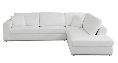 White Italian Leather Reclining L Shaped Two Piece Corner Sectional HomeRoots
