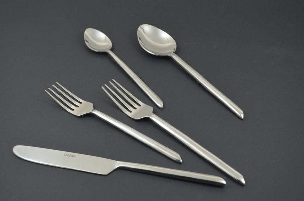Glossy Silver Stainless Steel Twenty Piece Hand Forged Flatware Set HomeRoots