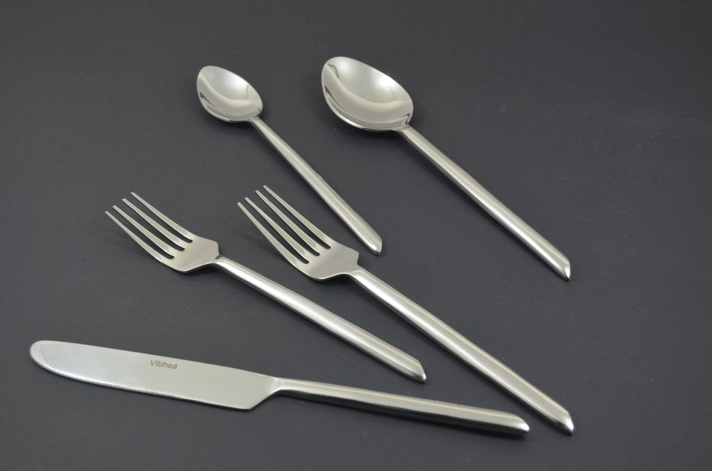 Glossy Silver Stainless Steel Twenty Piece Hand Forged Flatware Set HomeRoots