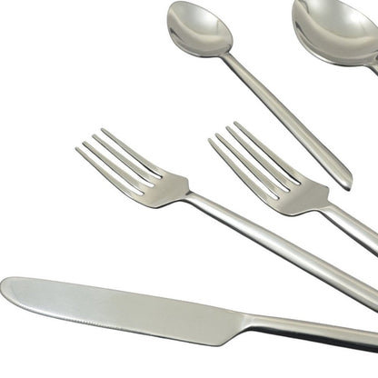 Glossy Silver Stainless Steel Twenty Piece Hand Forged Flatware Set HomeRoots