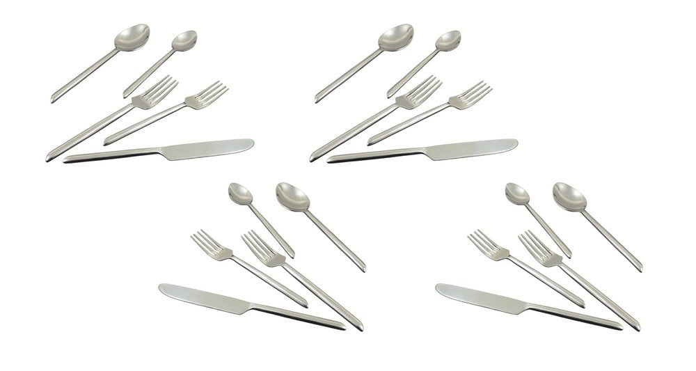 Glossy Silver Stainless Steel Twenty Piece Hand Forged Flatware Set HomeRoots