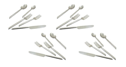 Glossy Silver Stainless Steel Twenty Piece Hand Forged Flatware Set HomeRoots
