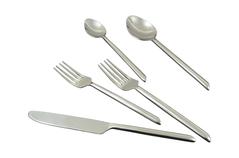 Glossy Silver Stainless Steel Twenty Piece Hand Forged Flatware Set HomeRoots