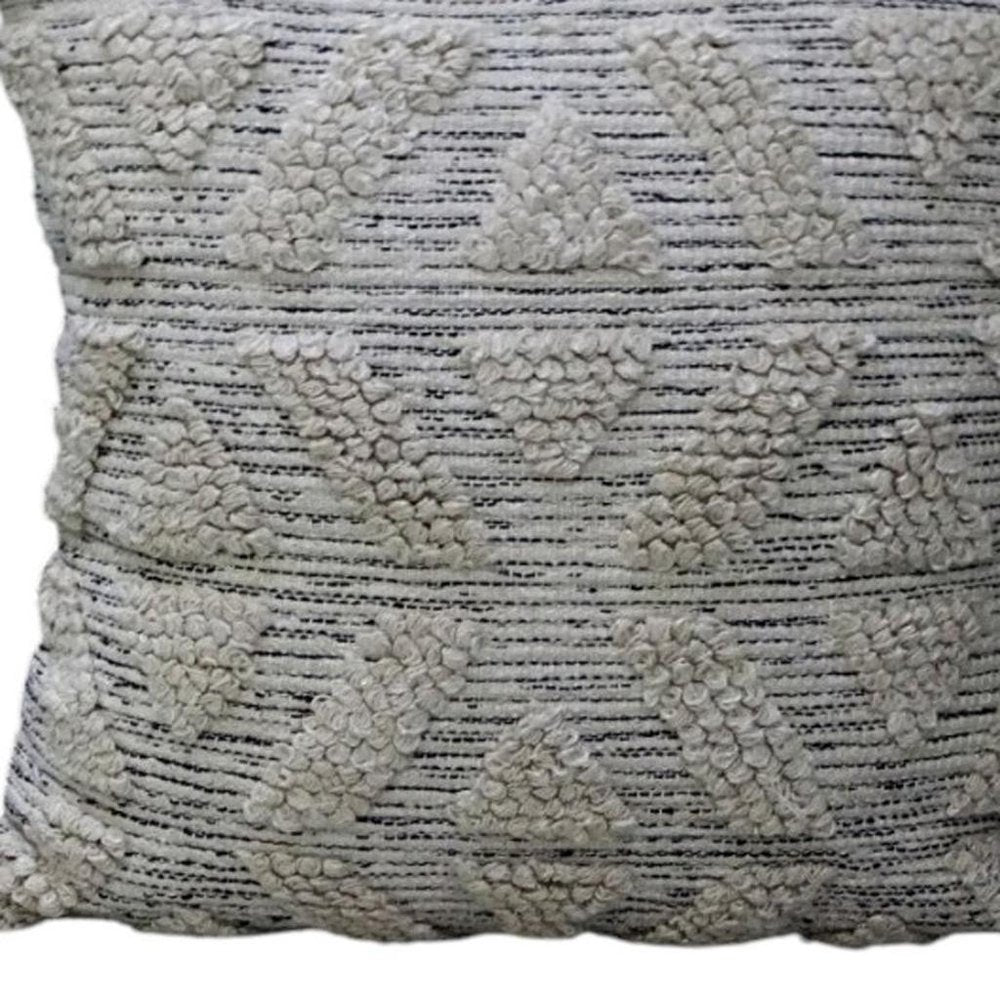 22" X 22" Off White Geometric Zippered Handmade Cotton Blend Throw Pillow With Tassels — view 6