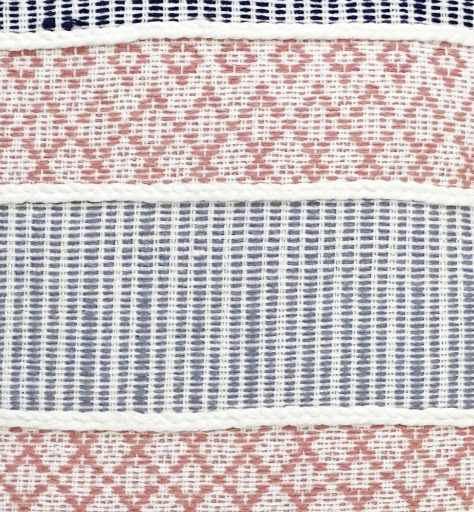 22" X 22" Blue And Peach Trellis Zippered Cotton Blend Throw Pillow With Embroidery