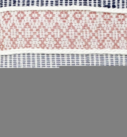 22" X 22" Blue And Peach Trellis Zippered Cotton Blend Throw Pillow With Embroidery
