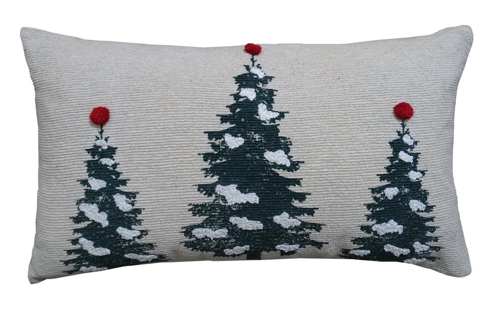 14" X 24" Red And Green Zippered Cotton Blend Christmas Tree Throw Pillow — view 2