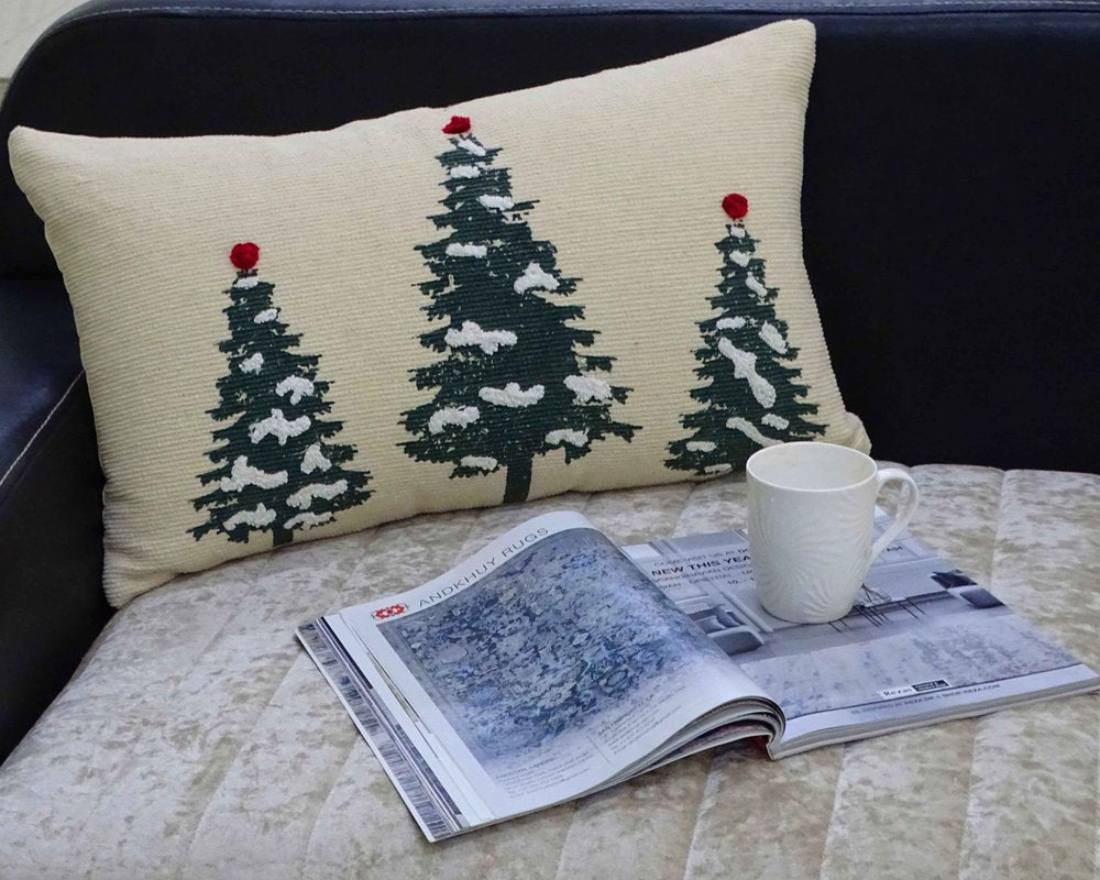 14" X 24" Red And Green Zippered Cotton Blend Christmas Tree Throw Pillow — view 6