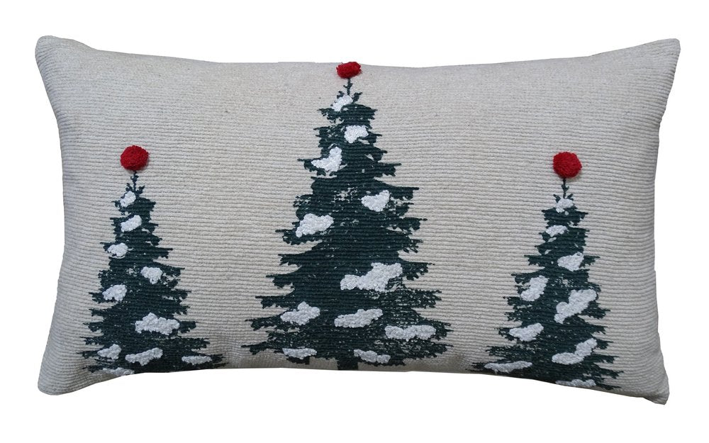 14" X 24" Red And Green Zippered Cotton Blend Christmas Tree Throw Pillow — view 3
