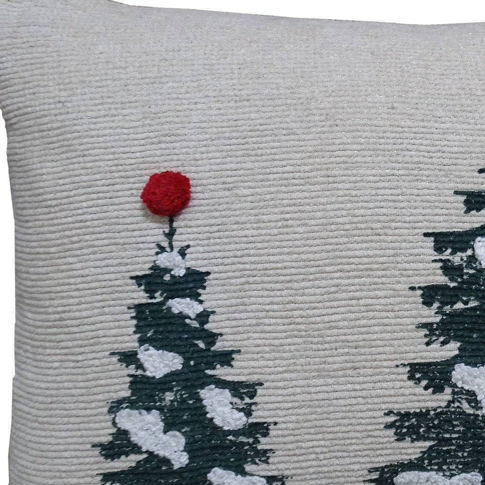 14" X 24" Red And Green Zippered Cotton Blend Christmas Tree Throw Pillow — view 4