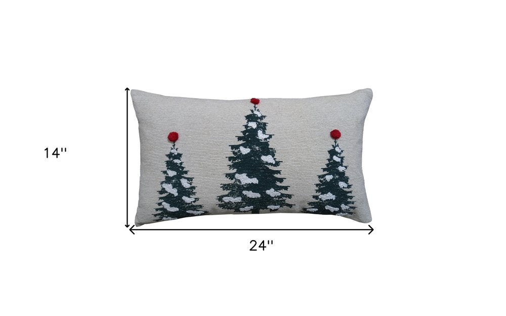 14" X 24" Red And Green Zippered Cotton Blend Christmas Tree Throw Pillow — view 7