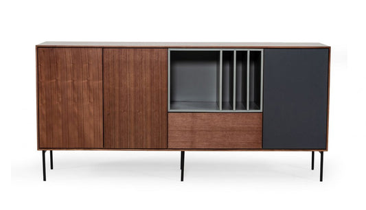 Urban Warm 71" Brown Gray and Charcoal Buffet Server HomeRoots