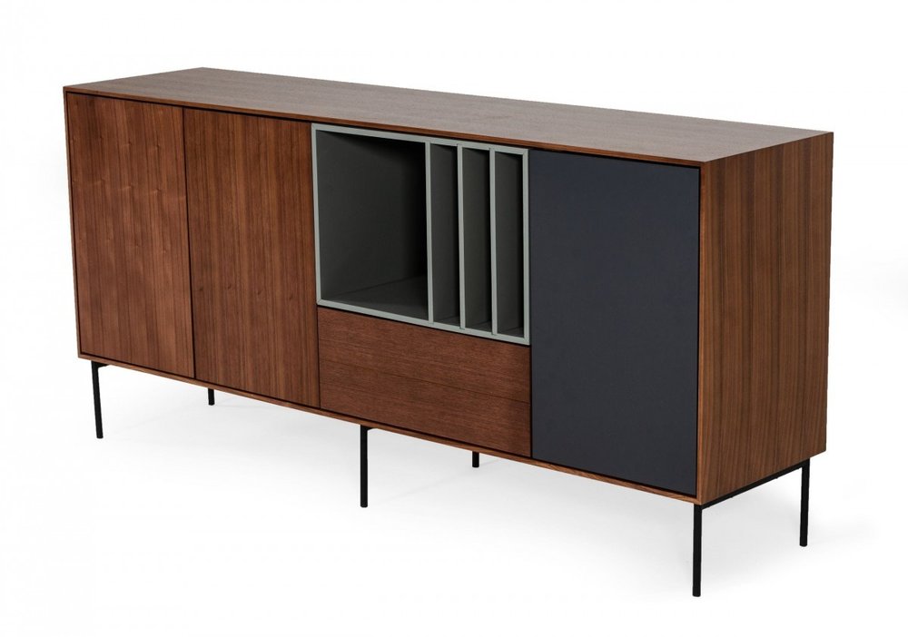 Urban Warm 71" Brown Gray and Charcoal Buffet Server HomeRoots