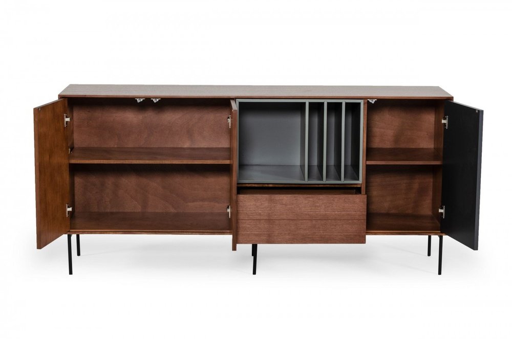 Urban Warm 71" Brown Gray and Charcoal Buffet Server HomeRoots