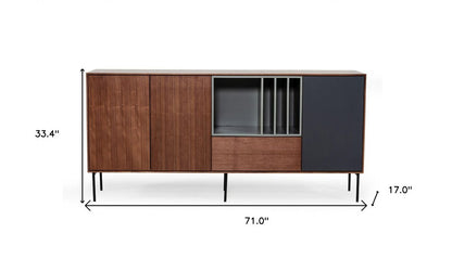 Urban Warm 71" Brown Gray and Charcoal Buffet Server HomeRoots