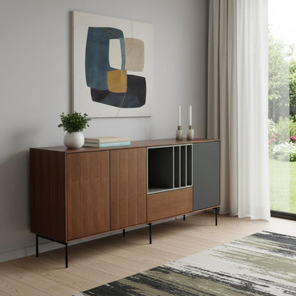 Urban Warm 71" Brown Gray and Charcoal Buffet Server HomeRoots