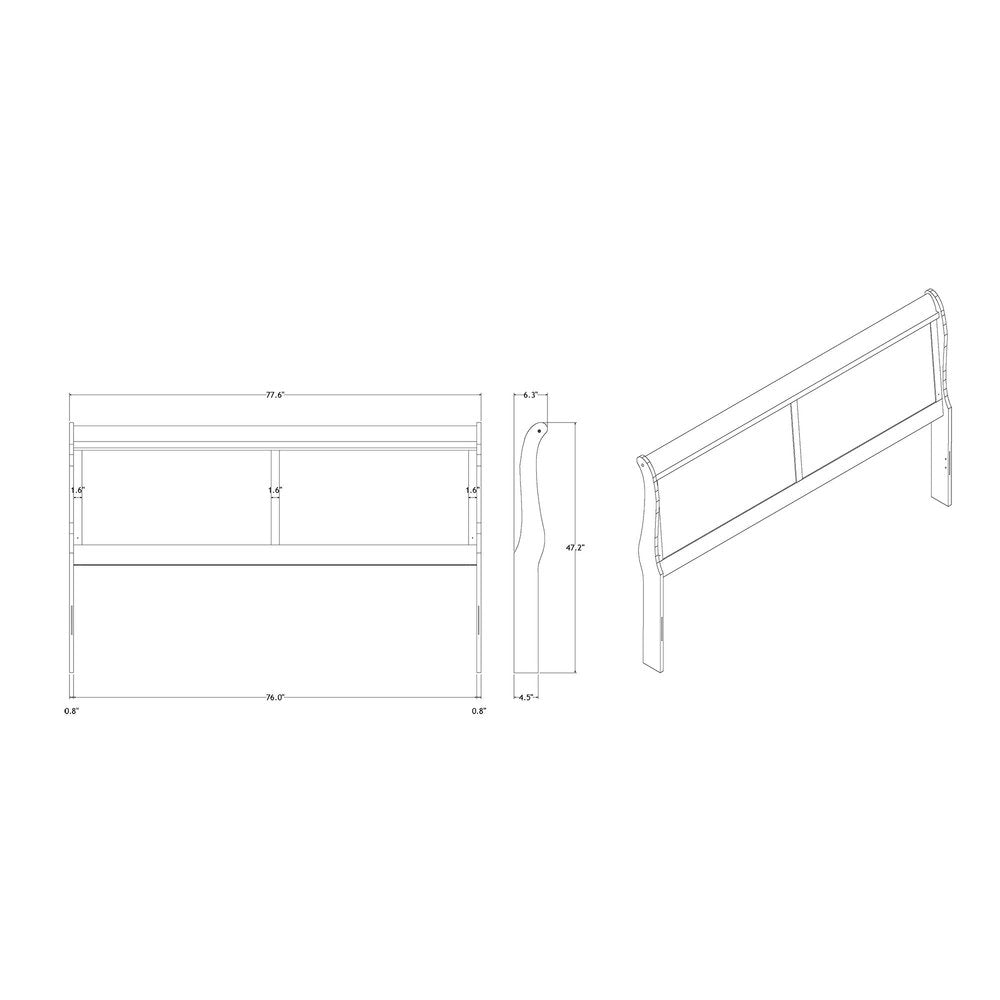 White Carved Geometric Wood Lighted King Bed Frame — view 5