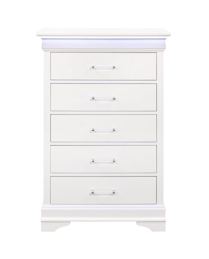 59" White Solid Wood Six Drawer Double Dresser with LED HomeRoots