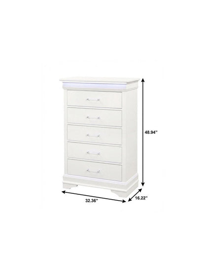 59" White Solid Wood Six Drawer Double Dresser with LED HomeRoots