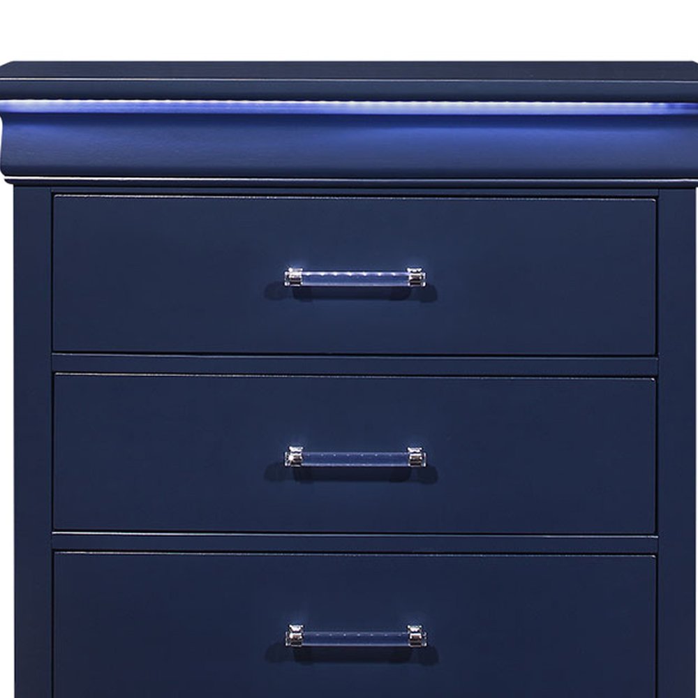 16" White Solid Wood Five Drawer Chest with LED Lighting HomeRoots