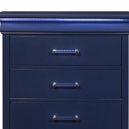59" White Solid Wood Six Drawer Double Dresser with LED HomeRoots