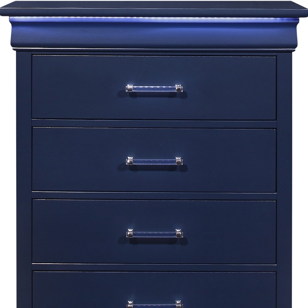 59" White Solid Wood Six Drawer Double Dresser with LED HomeRoots