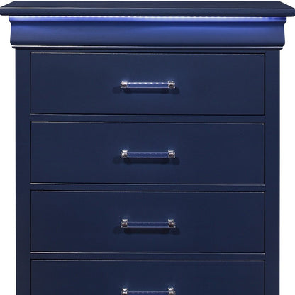 59" White Solid Wood Six Drawer Double Dresser with LED HomeRoots