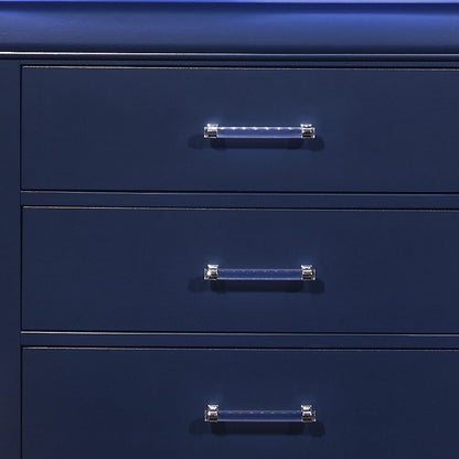 59" White Solid Wood Six Drawer Double Dresser with LED HomeRoots