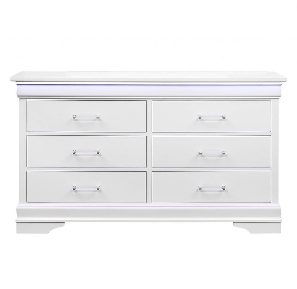 32" Blue Wood Lighted Five Drawer Dresser