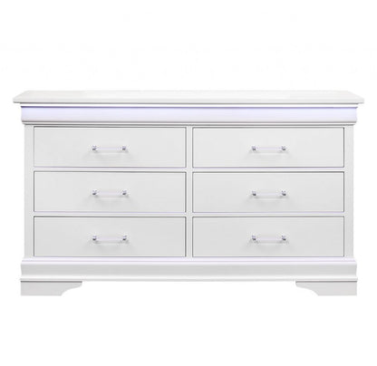 32" Blue Wood Lighted Five Drawer Dresser